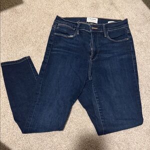 Frame Denim Le High Skinny Crop Jeans in Dark Blue